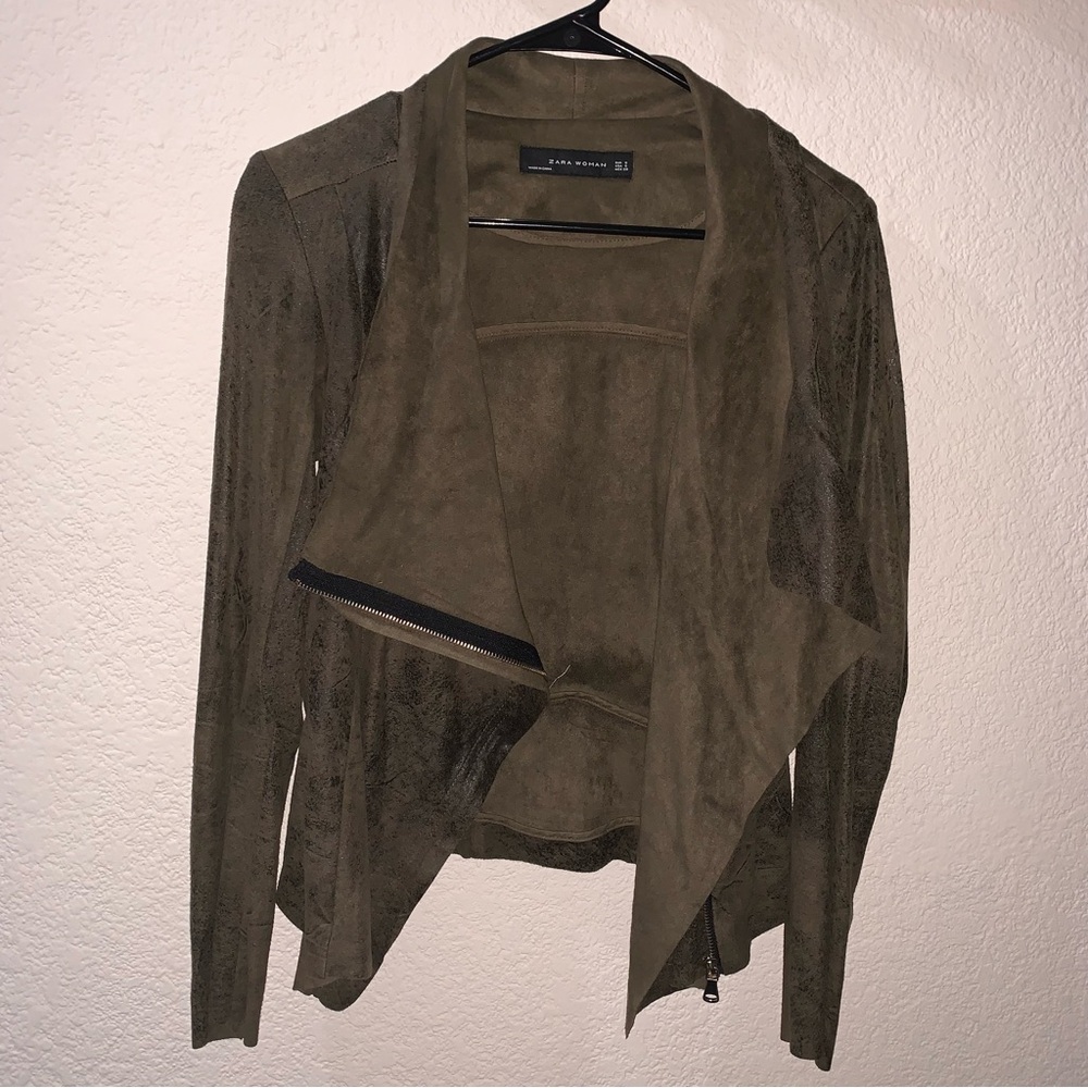 Zara Olive Suede Blazer